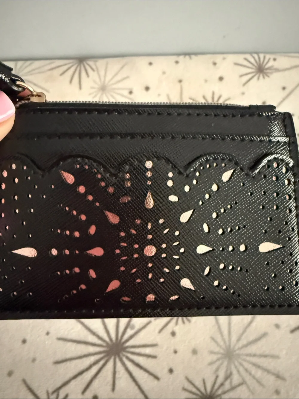 🚫SOLD🚫 Victoria's Secret Black Cardholder Keychain Wallet Rose Gold Accents NWT - Picture 4 of 5